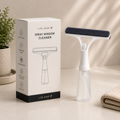 Life Ease™ 3-in-1 Spray Window & Mirror Cleaner | Streak-Free Glass Cleaning Tool