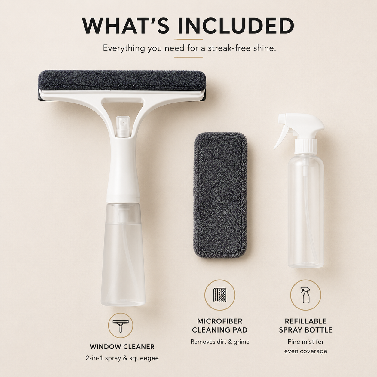Life Ease™ 3-in-1 Spray Window & Mirror Cleaner | Streak-Free Glass Cleaning Tool